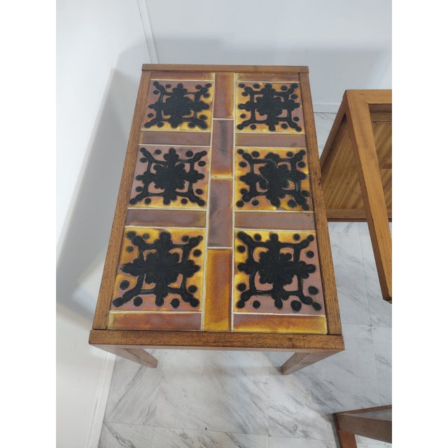 1960s Tile Top Nesting Tables - Set of 3 For Sale In Los Angeles - Image 6 of 12