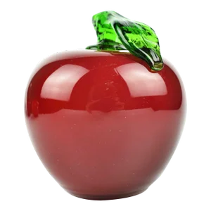 Mid 20th Century Handmade Hand Blown Red Glass Apple Paper Weight Figurine