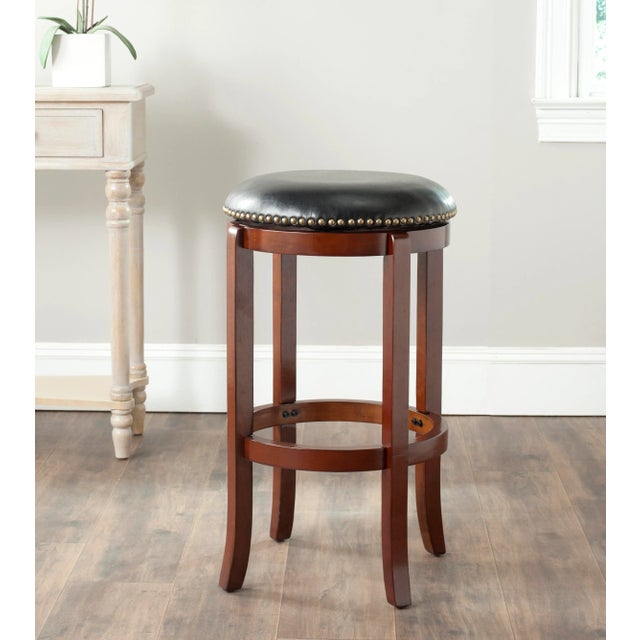 Modern Justin Swivel barstool, Cherry & Black For Sale - Image 3 of 4
