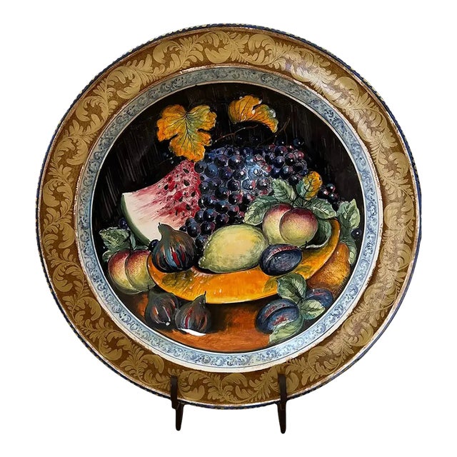Mid 20th Century Large 24" Rare Signed Maiolica Platter Il Poliziano Arts & Crafts Enrico Pratesi For Sale