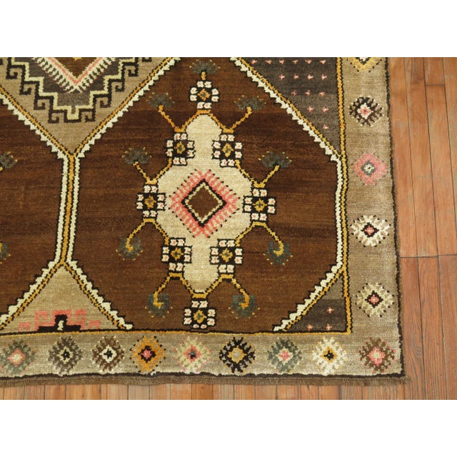 Textile Vintage Zabihi Collection Brown Turkish Gallery Runner - 6'4" x 13'6" For Sale - Image 7 of 10