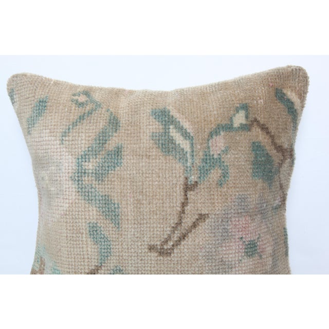 Handmade Muted Tones Rug Throw Pillow Cushion - 16'' X 16'' For Sale - Image 4 of 8