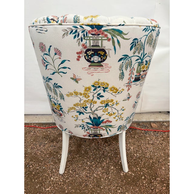 Mid 20th Century Adorable Channel Back Chair in Schumacher Ming Vase Fabric For Sale - Image 4 of 4
