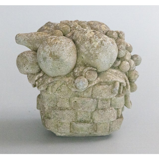 Vintage French Concrete Stone Fruit Basket Garden Ornament For Sale - Image 4 of 9