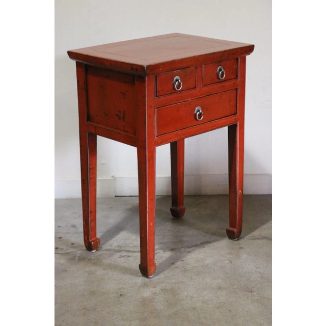 Red lacquered 3 drawer table, Ningbo Province, China