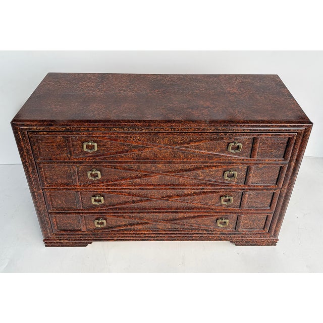 Late 20th Century Drexel Heritage Expectations Faux Tortoise Console Chests, Vintage Pair For Sale In Miami - Image 6 of 12