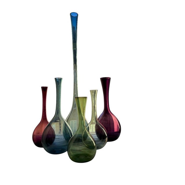 Vintage Swedish Handblown Glass Vases by Arthur Percy for Gullaskruf, 1950s, Set of 6 For Sale - Image 3 of 8