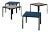 Pion' Black Leather and Patinated Brass Occasional Tables by Design Frères - Set of 4 For Sale
