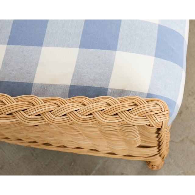 Pair of McGuire Rattan Wicker Lounge Chairs and Ottoman For Sale - Image 11 of 18