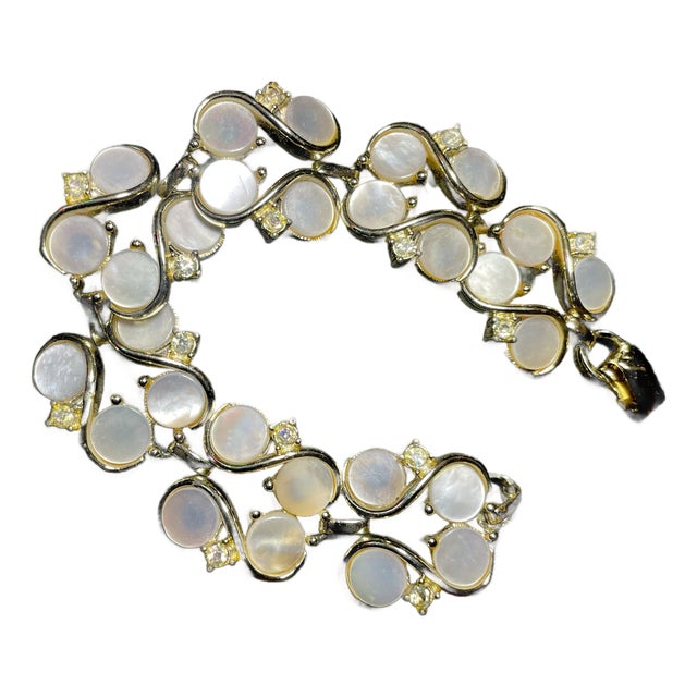 MCM Lisner Mother-of-Pearl Bracelet Multi-Tiered Structural Design Rhinstone Accent For Sale