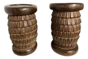 Vintage Set of Two Tribal Bamileke Stools/Tables Cameroon 15.5" H