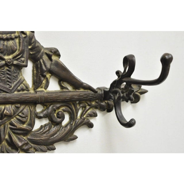Vintage Victorian Style Cast Iron Figural Maiden Wall Coat Hat Hook For Sale - Image 4 of 10