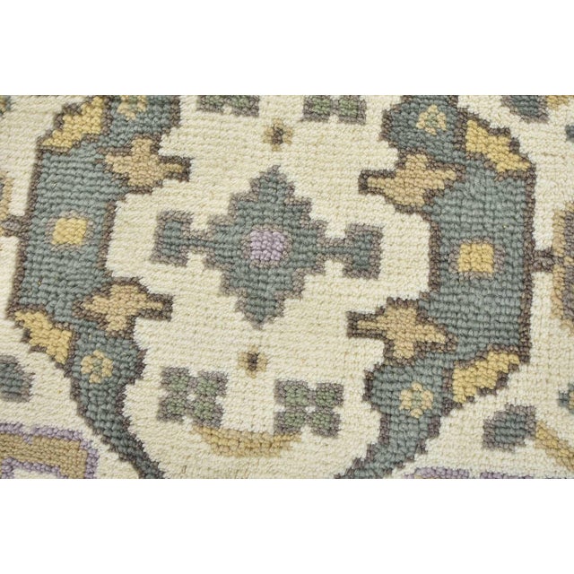 Oushak Runner 2'6'' X 9'10'' Ivory Wool Tribal Hand-Knotted Oriental Rug For Sale - Image 4 of 12