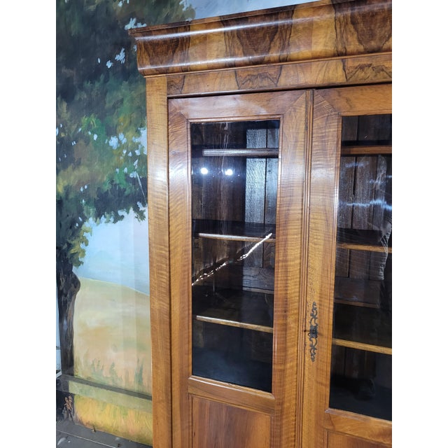 Louis Philippe Walnut Bookcase in Glass For Sale - Image 3 of 12