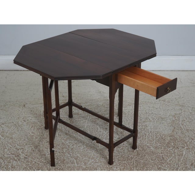 Brown Pair Ethan Allen Georgian Court Cherry Drop Leaf End Tables For Sale - Image 8 of 18