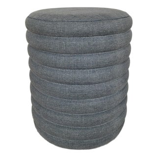 Made Goods Modern Slate Blue Linen Stool For Sale