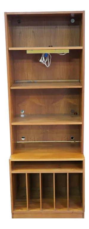 Mid 20th Century Danish Modern Bookshelf Teak Two Sections, With a Light Affixed