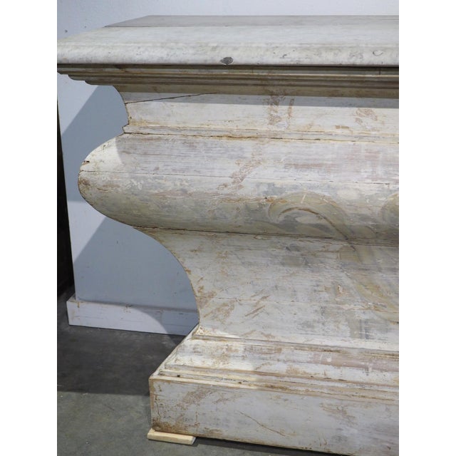 18th Century French Painted White Altar With Carrara Marble Top For Sale - Image 17 of 18