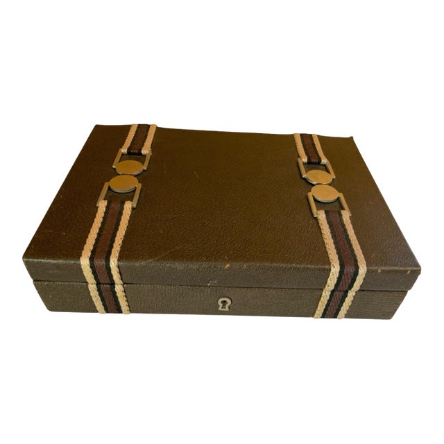 Vintage Mark Cross Brown Suede and Leather Jewelry Box, Italy For Sale