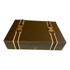 Vintage Mark Cross Brown Suede and Leather Jewelry Box, Italy