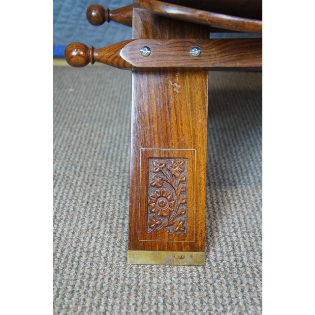 Mid 20th Century Moroccan Leather Saddle Camel Stool Foot Rest Ottoman Pouf Bench Seat For Sale - Image 4 of 14
