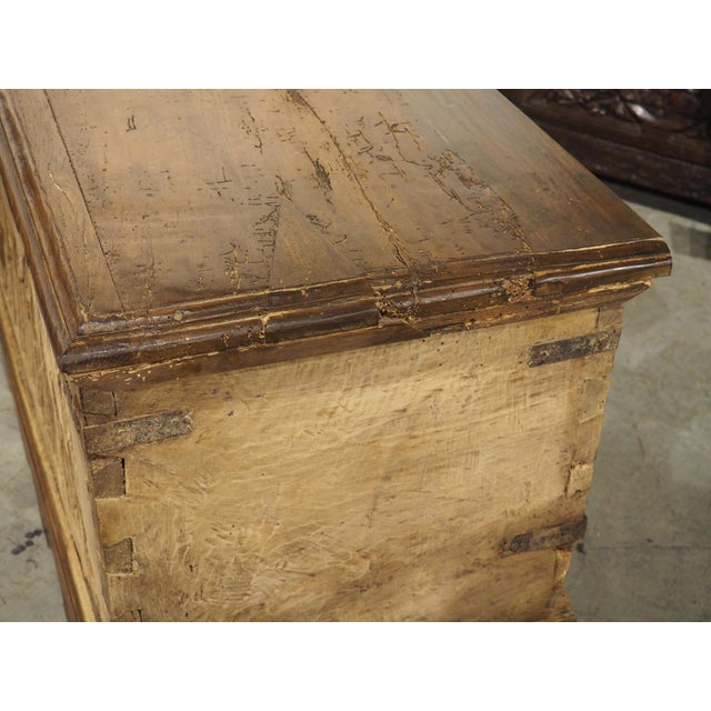 17th Century Two-Toned French Walnut Wood Gothic Trunk For Sale - Image 14 of 18