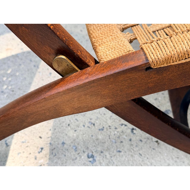 Hans Wegner Style Folding Rope Chairs Mid Century Modern Lounge Chairs Pair For Sale - Image 9 of 14
