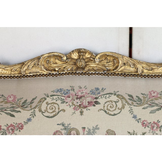 Gold Antique Set of French Tapestry Gild Carved Gold Wood Arm Chairs Chairs & Sofa For Sale - Image 8 of 18