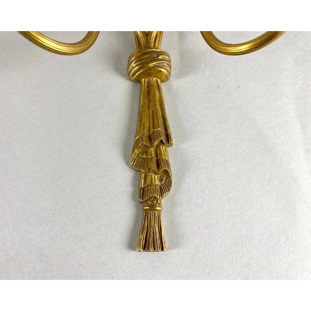 Vintage Bronze Wall Sconces with Faux Candles, Set of 2 For Sale - Image 5 of 8