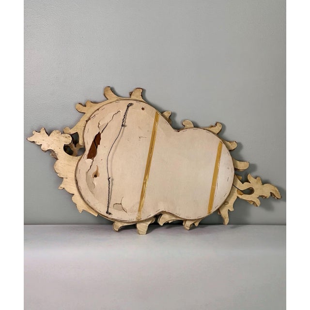 Pair of 19th Century Italian Rococo Style Carved Cream Painted and Giltwood Mirrors For Sale - Image 15 of 15