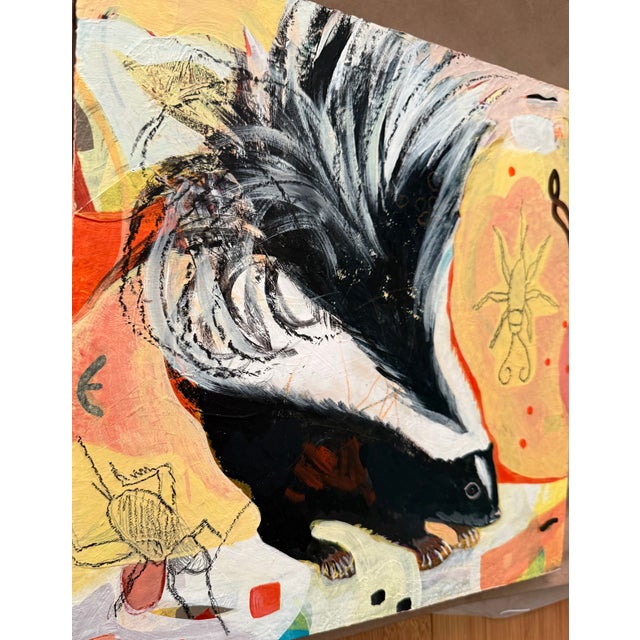 Saffron "Crickets for Snacks" a Skunk Painting by LWren Walraven For Sale - Image 8 of 9