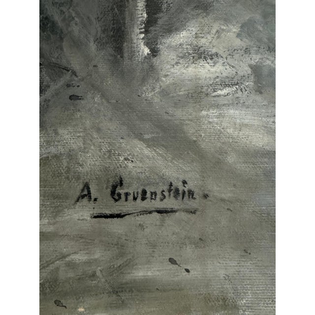 Early 20th Century Pre War European Hasidic Rabbi Kiddush Levana (Moon) German Judaica Oil Painting, c.1930s For Sale - Image 5 of 7