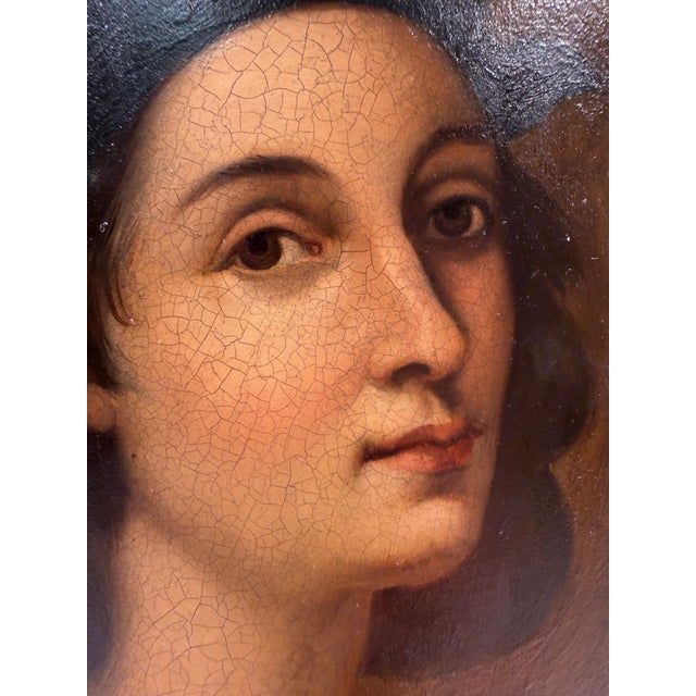 18th Century 18th Century Italian Portrait Painting After Raphael's Self Portrait For Sale - Image 5 of 11