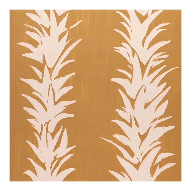 Sample - Schumacher x BACKDROP White Lotus Wallpaper in Deep Yellow For Sale