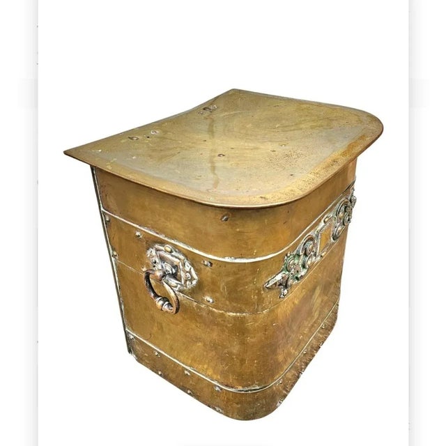 Art Deco Early 20th Century Art Deco Brass Fireplace Fuel Bucket For Sale - Image 3 of 9