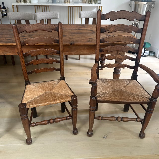 French Country Antique Country Ladderback Chairs For Sale - Image 3 of 7