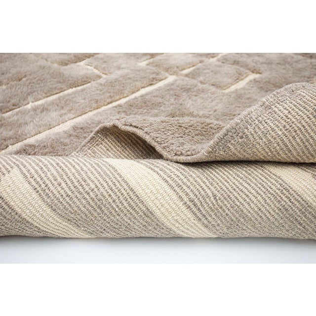 2020s Maze-Pattern Hand-Knotted Moroccan Wool Rug | 11'3" X 7'9" | One of a Kind For Sale - Image 5 of 7