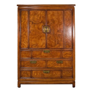 1970s Chinoiserie Burlwood Armoire Mystique by Thomasville Furniture For Sale