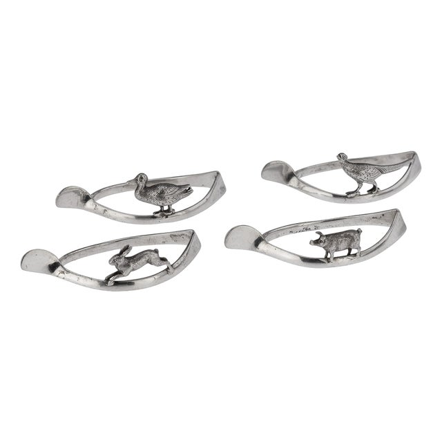 20th Century British Silver Lucky Animals Napkin Rings from Asprey, 1913, Set of 4 For Sale