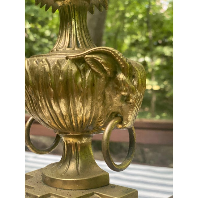 Antique French Bronze Rams Head Chenets - A Pair For Sale - Image 4 of 5