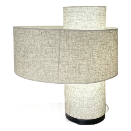 Double-Shade Linen Fabric Lamp For Sale
