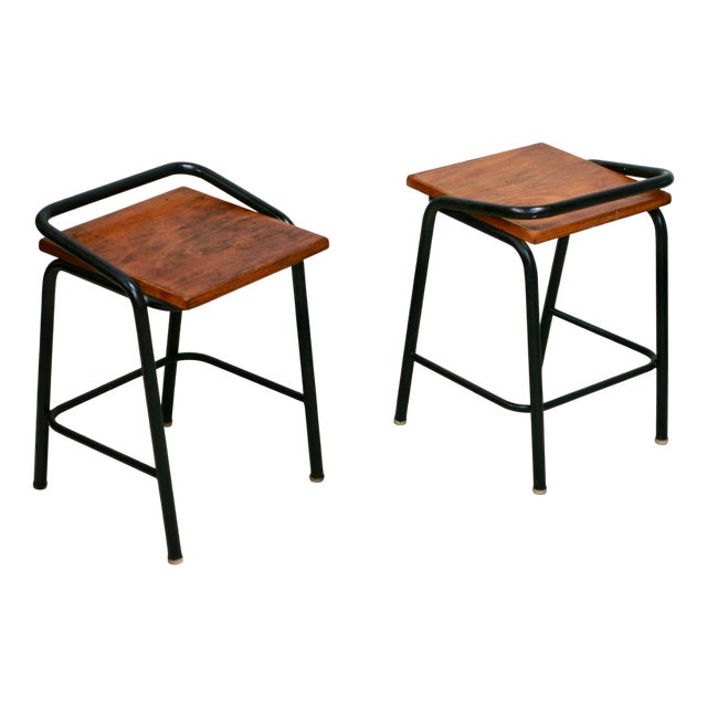 Modernist Stools, France, 1960s, Set of 2 For Sale