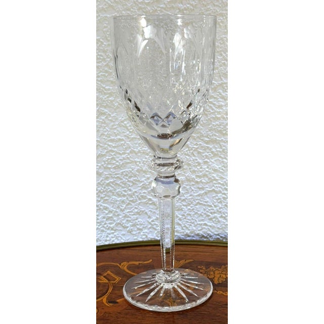 Transparent 1990s Rogaska Queen Crystal Water Goblet Cut Floral Stemware Slovenia For Sale - Image 8 of 9
