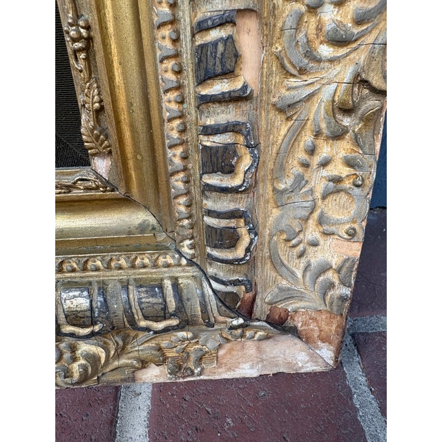 Decorative Antique European Landscape Print Housed in an Ornate Giltwood Frame With Age, Wear and Patina For Sale In San Francisco - Image 6 of 10