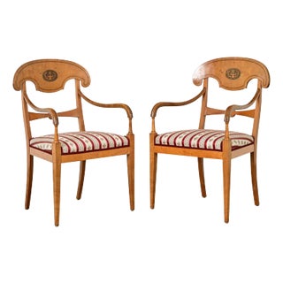 Swedish 19th Century Pair of Biedermeier Armchairs For Sale
