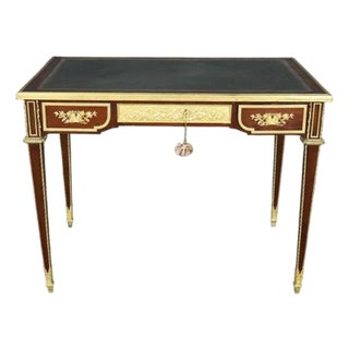 Signed Paul Sormani French Leather Top Bureau Plat Desk For Sale