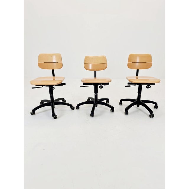 Wood Vintage Bauhaus Swivel Office Cair in Wood by Stollgiroflex, 1990s For Sale - Image 7 of 18