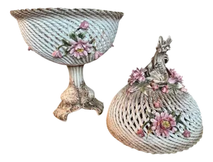 Porcelain Footed Potpourri Bowl from Capodimonte