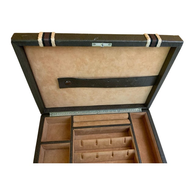 Vintage Mark Cross Brown Suede and Leather Jewelry Box, Italy For Sale - Image 9 of 12