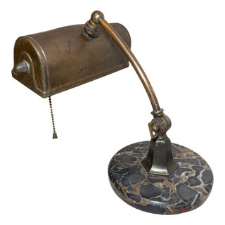 Antique Ornate Bronze Marble Adjustable Electric Desk Table Piano Lamp Light For Sale